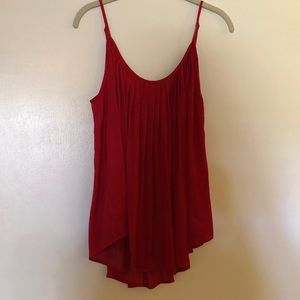 Red blouse/tank top. Pleated, silky, beautiful! Gently used condition.